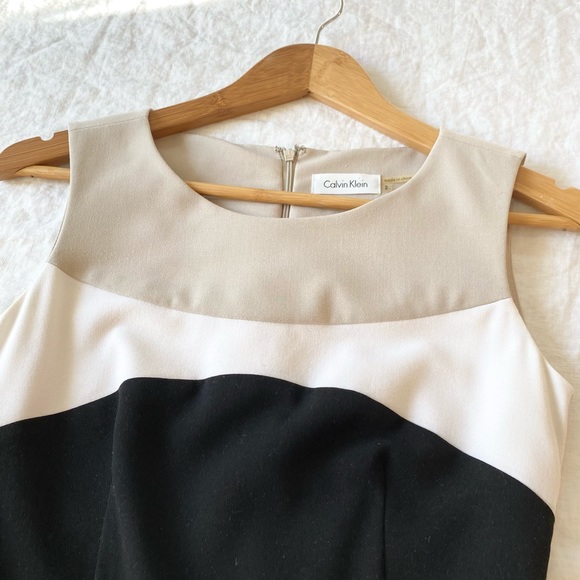 Calvin Klein Black and Cream Midi Dress - Picture 4 of 8
